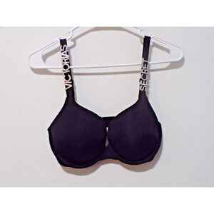 Victoria's Secret Black Rhinestone Bra Adjustable Strap Size 32DD/E70 385733-DXG